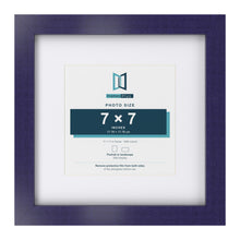 Purple 11 x 11 inch picture frame with a white mount for a 7 x 7 inch photo