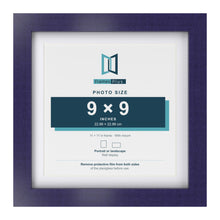 Purple 11 x 11 inch picture frame with a white mount for a 9 x 9 inch photo