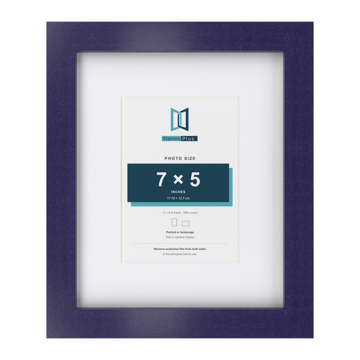 Purple 11 x 9 inch picture frame with a white mount for a 7 x 5 inch photo