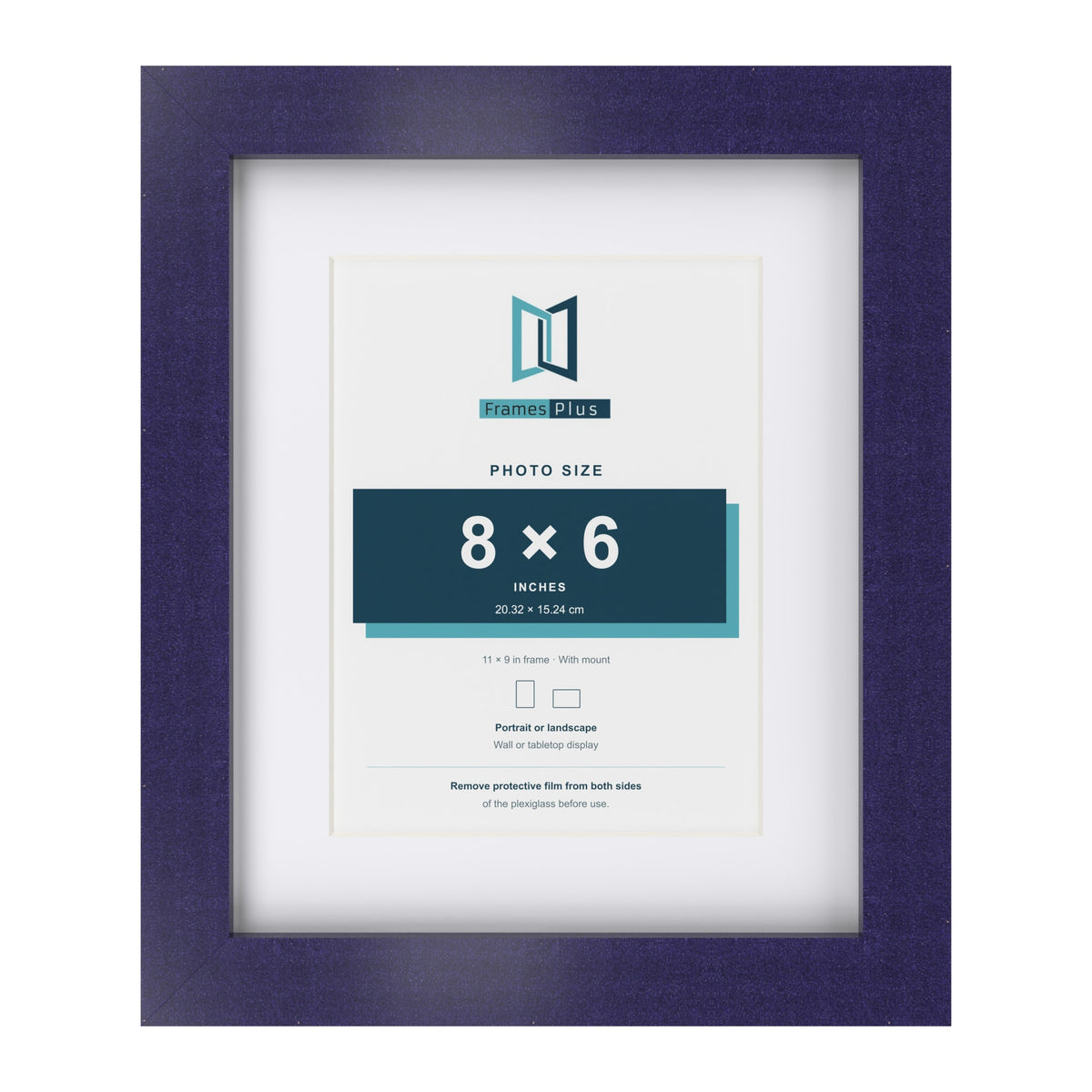 Purple 11 x 9 inch picture frame with a white mount for an 8 x 6 inch photo