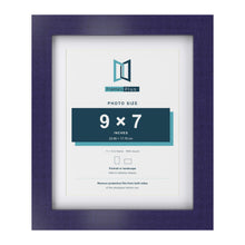 Purple 11 x 9 inch picture frame with a white mount for a 9 x 7 inch photo