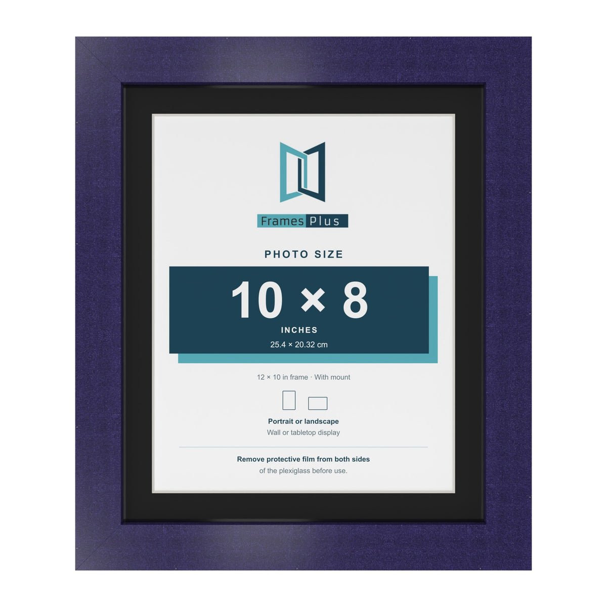 Purple 12 x 10 inch picture frame with a black mount for a 10 x 8 inch photo