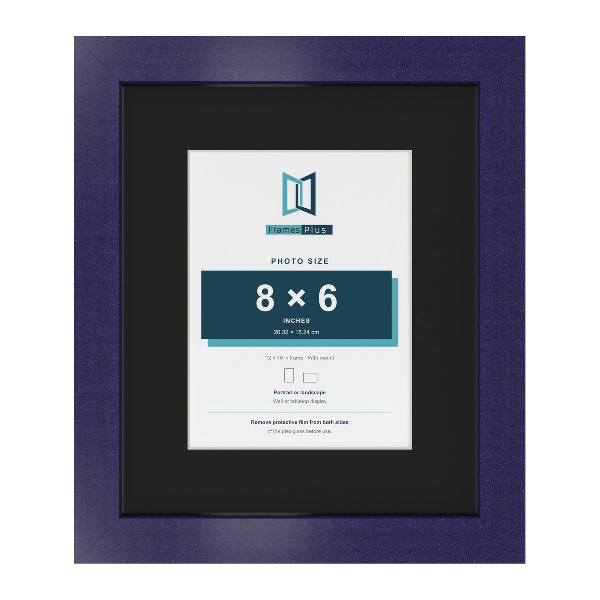 Purple 12 x 10 inch picture frame with a black mount for an 8 x 6 inch photo