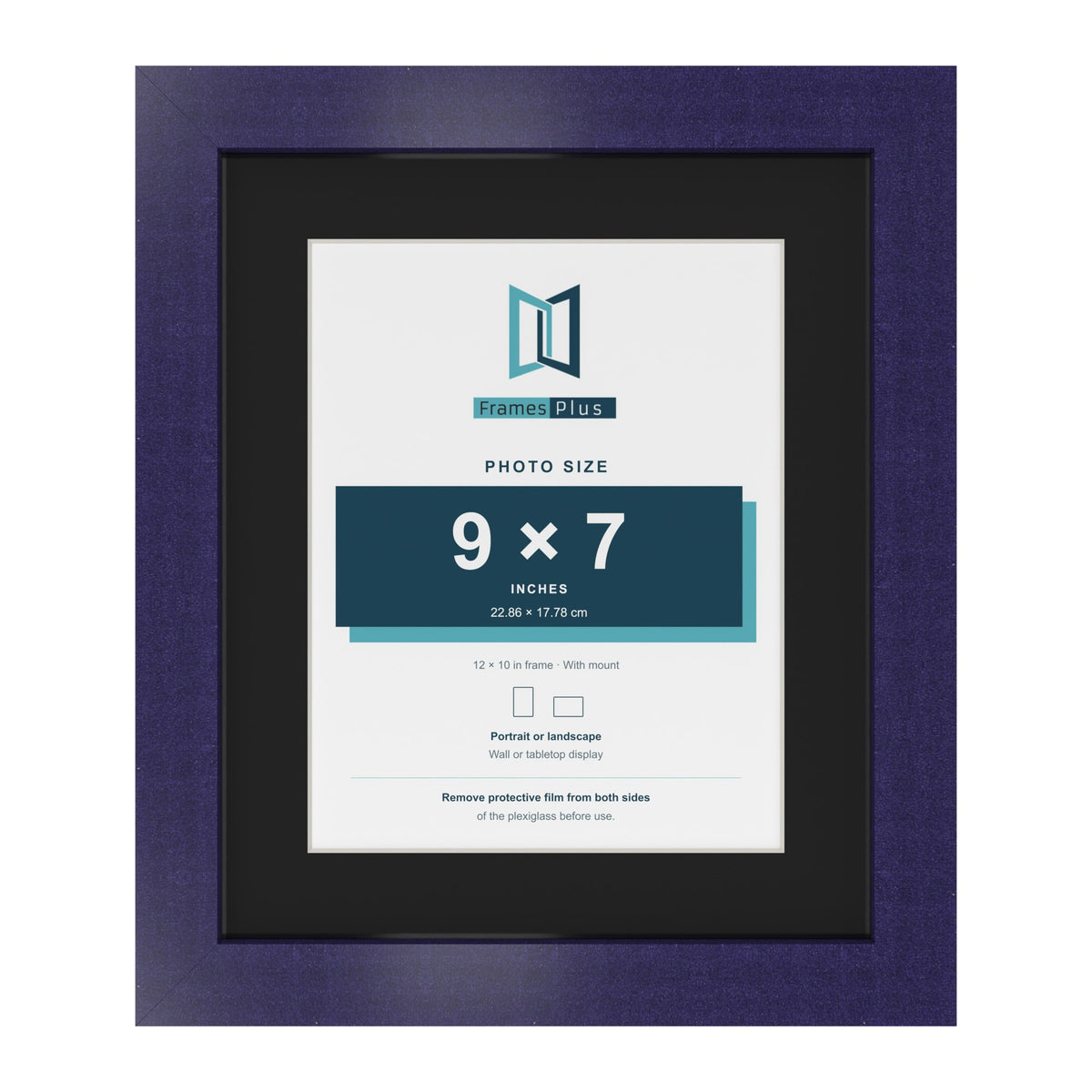 Purple 12 x 10 inch picture frame with a black mount for a 9 x 7 inch photo