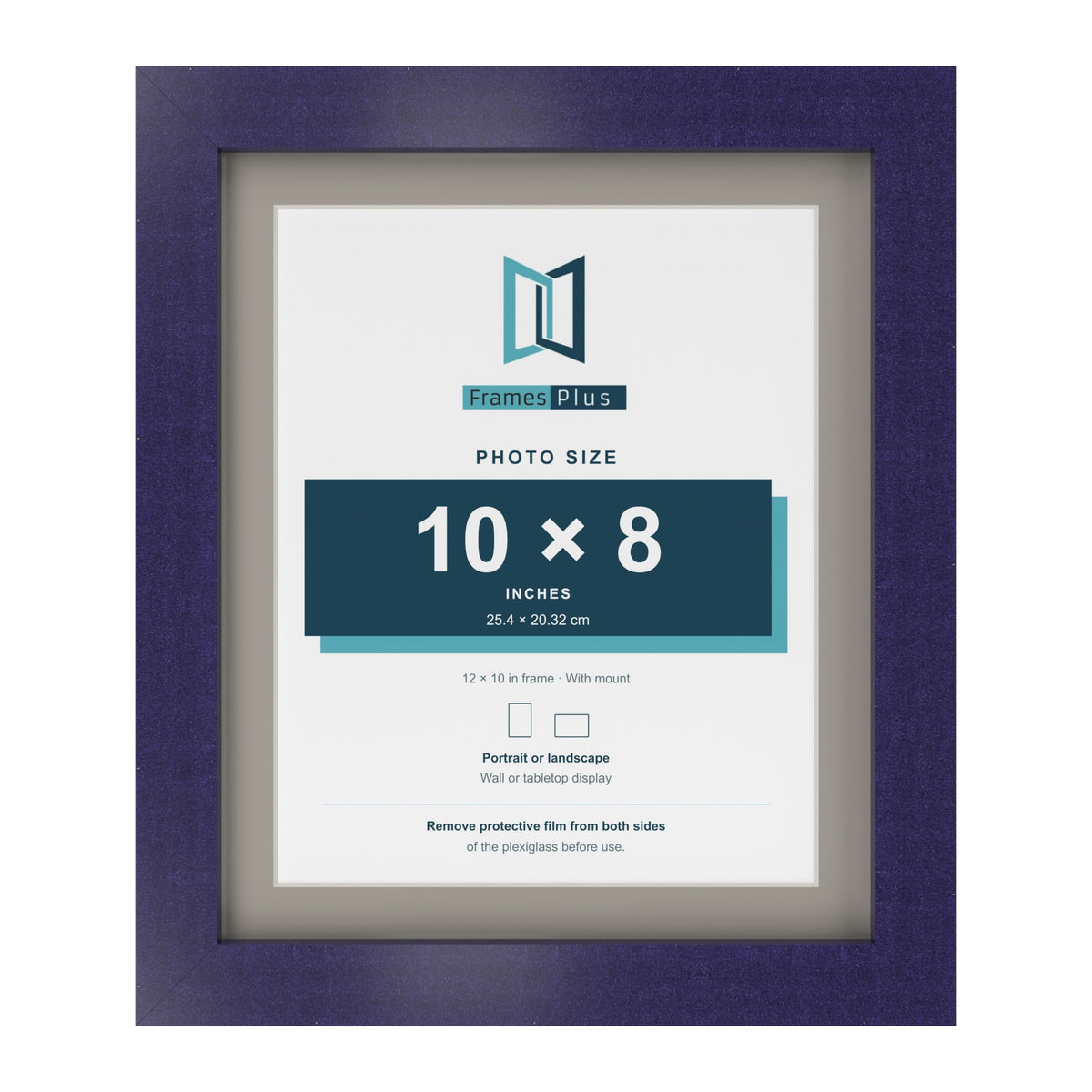 Purple 12 x 10 inch picture frame with a Dawn Grey mount for a 10 x 8 inch photo