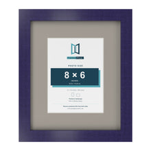 Purple 12 x 10 inch picture frame with a Dawn Grey mount for an 8 x 6 inch photo