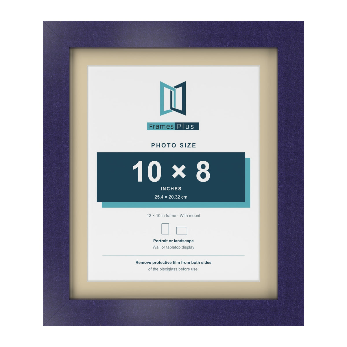 Purple 12 x 10 inch picture frame with an ivory mount for a 10 x 8 inch photo