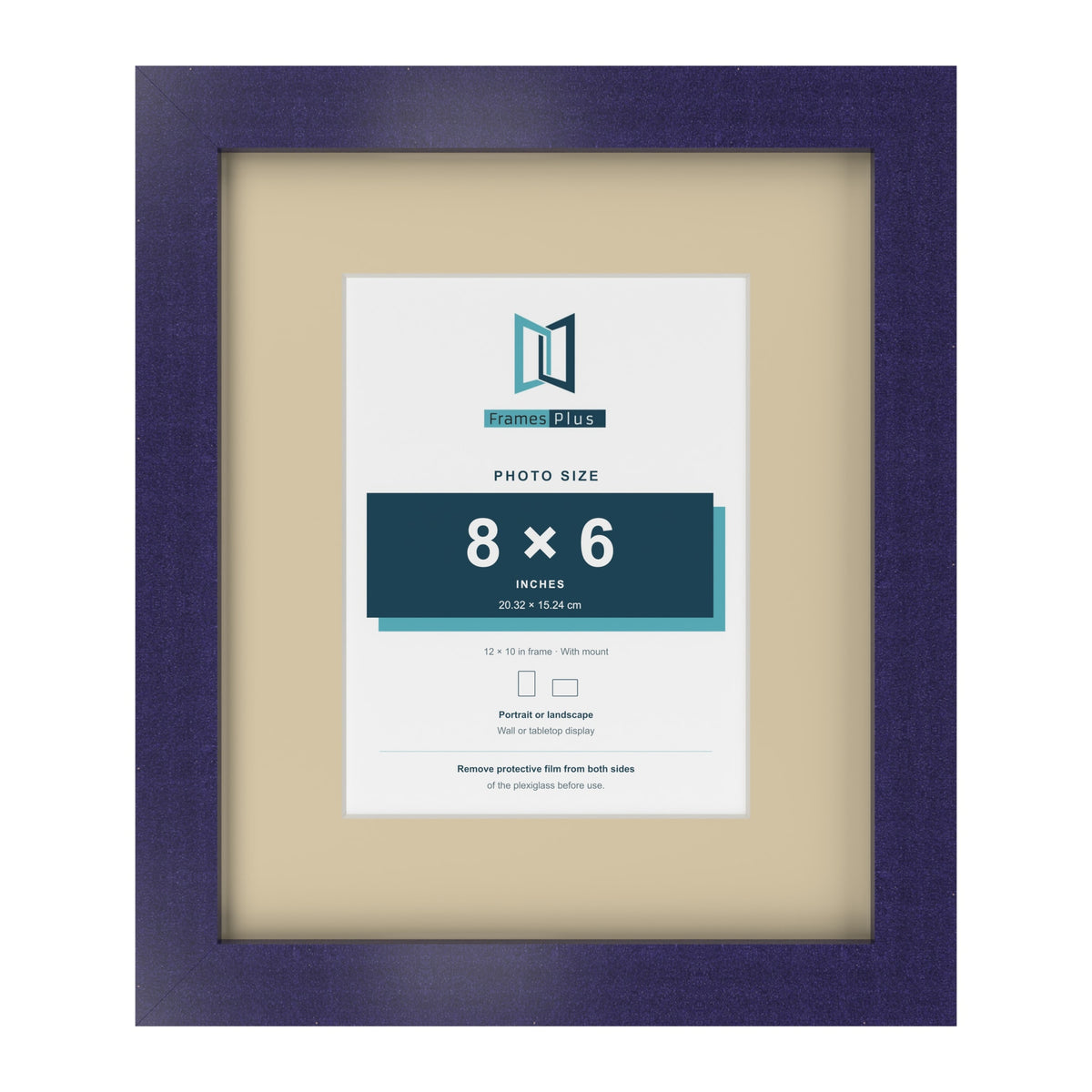 Purple 12 x 10 inch picture frame with an ivory mount for an 8 x 6 inch photo