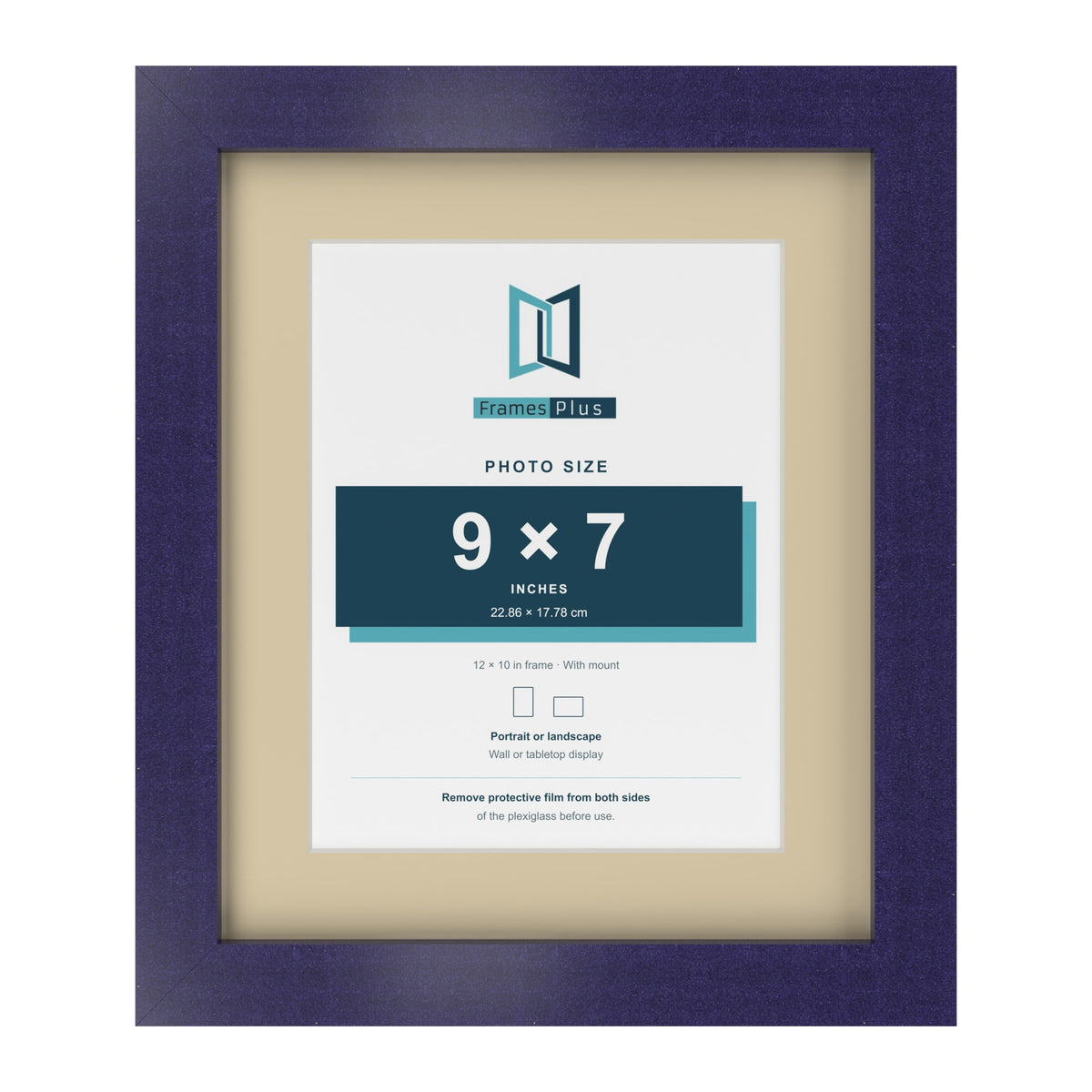 Purple 12 x 10 inch picture frame with an ivory mount for a 9 x 7 inch photo