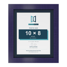 Purple 12 x 10 inch picture frame with a Pacific Blue mount for a 10 x 8 inch photo