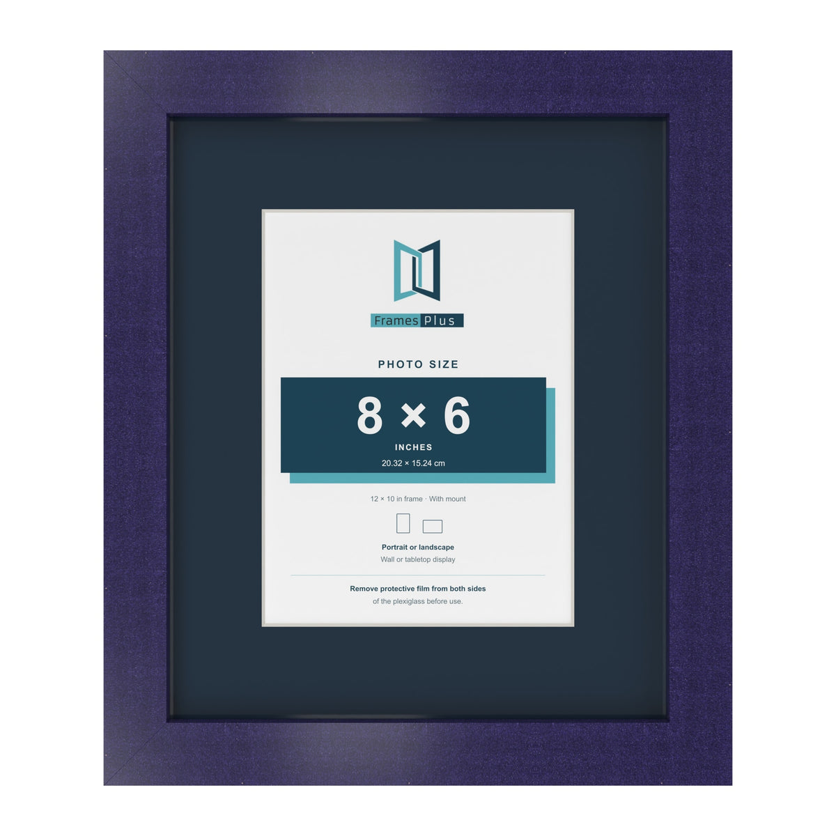 Purple 12 x 10 inch picture frame with a Pacific Blue mount for an 8 x 6 inch photo