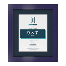 Purple 12 x 10 inch picture frame with a Pacific Blue mount for a 9 x 7 inch photo