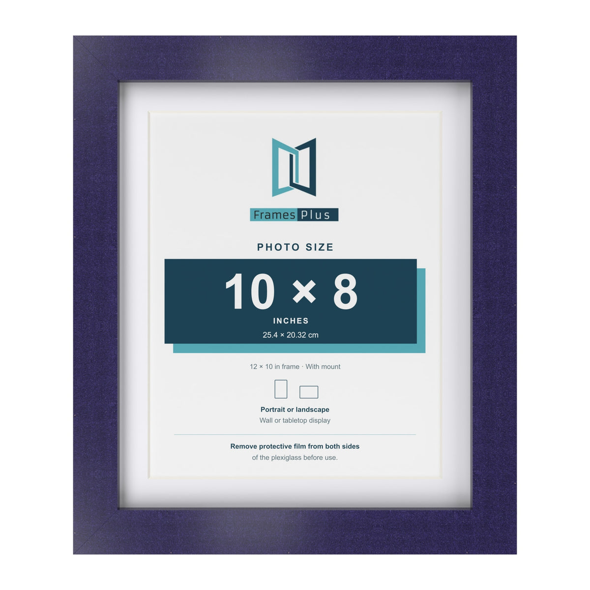 Purple 12 x 10 inch picture frame with a white mount for a 10 x 8 inch photo