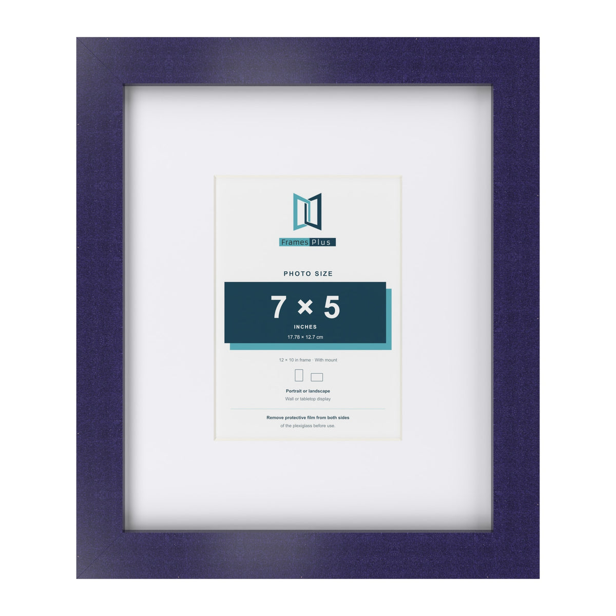 Purple 12 x 10 inch picture frame with a white mount for a 7 x 5 inch photo