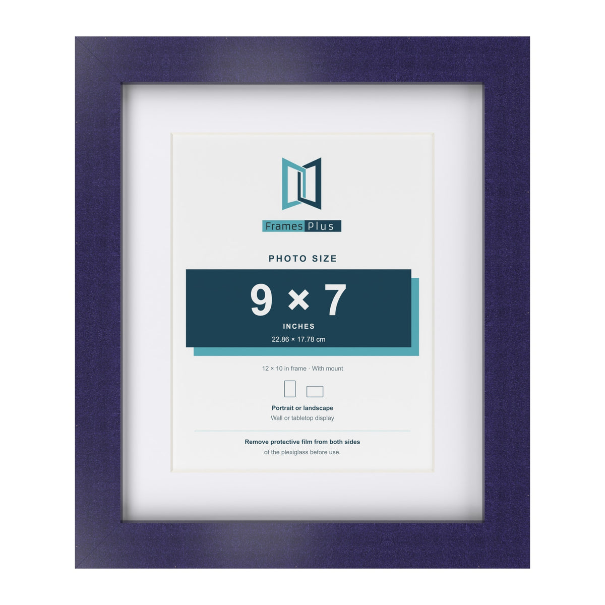 Purple 12 x 10 inch picture frame with a white mount for a 9 x 7 inch photo