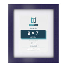 Purple 12 x 10 inch picture frame with a white mount for a 9 x 7 inch photo