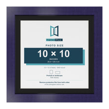 Purple 12 x 12 inch picture frame with a black mount for a 10 x 10 inch photo