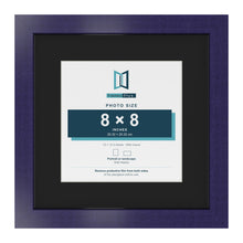 Purple 12 x 12 inch picture frame with a black mount for an 8 x 8 inch photo