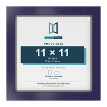 Purple 12 x 12 inch picture frame with a Dawn Grey mount for an 11 x 11 inch photo