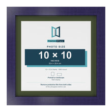 Purple 12 x 12 inch picture frame with a green mount for a 10 x 10 inch photo