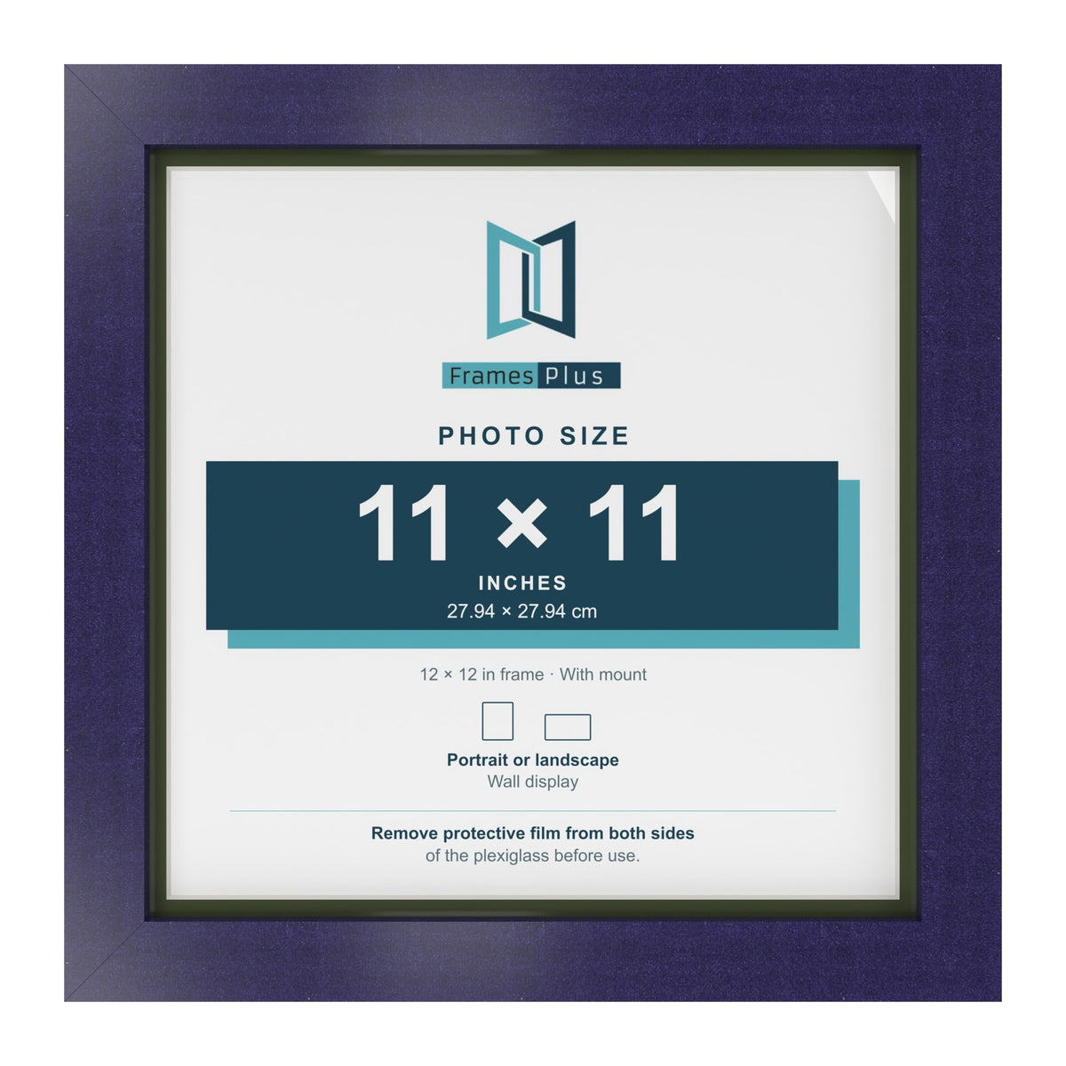 Purple 12 x 12 inch picture frame with a green mount for an 11 x 11 inch photo