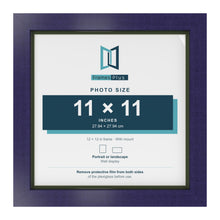 Purple 12 x 12 inch picture frame with a green mount for an 11 x 11 inch photo