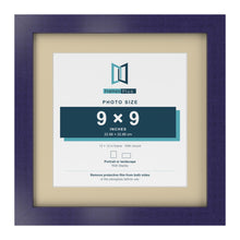 Purple 12 x 12 inch picture frame with an ivory mount for a 9 x 9 inch photo