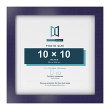 Purple 12 x 12 inch picture frame with a white mount for a 10 x 10 inch photo