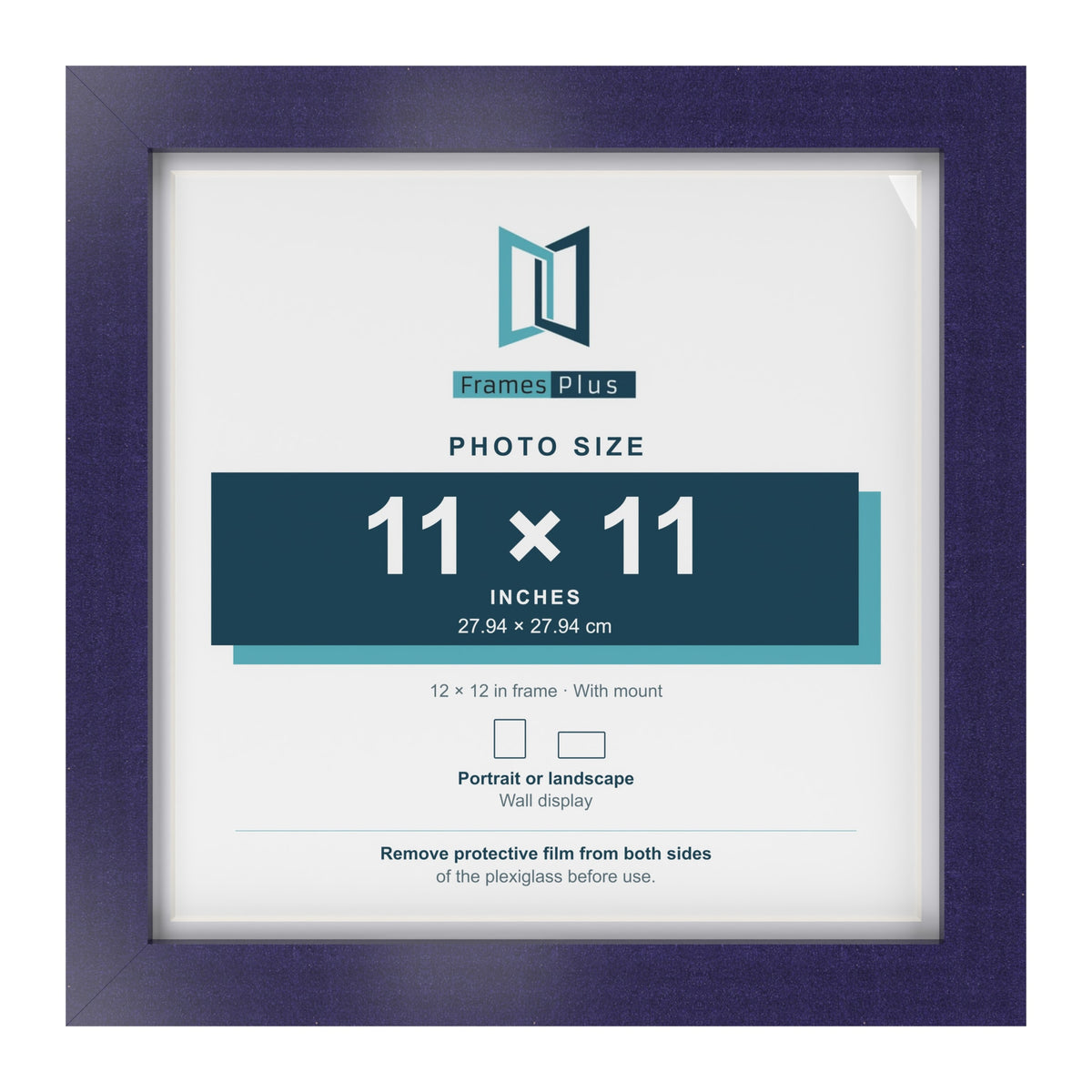 Purple 12 x 12 inch picture frame with a white mount for a 11 x 11 inch photo