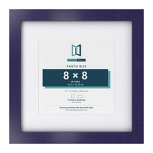 Purple 12 x 12 inch picture frame with a white mount for a 8 x 8 inch photo