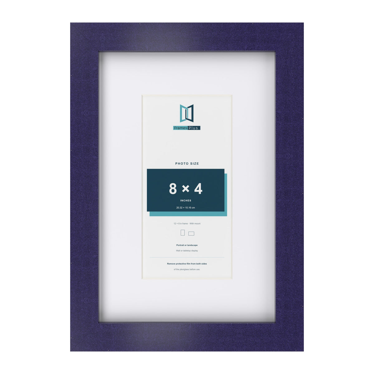 Purple 12 x 8 inch picture frame with a white mount for an 8 x 4 inch photo