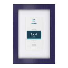 Purple 12 x 8 inch picture frame with a white mount for an 8 x 4 inch photo
