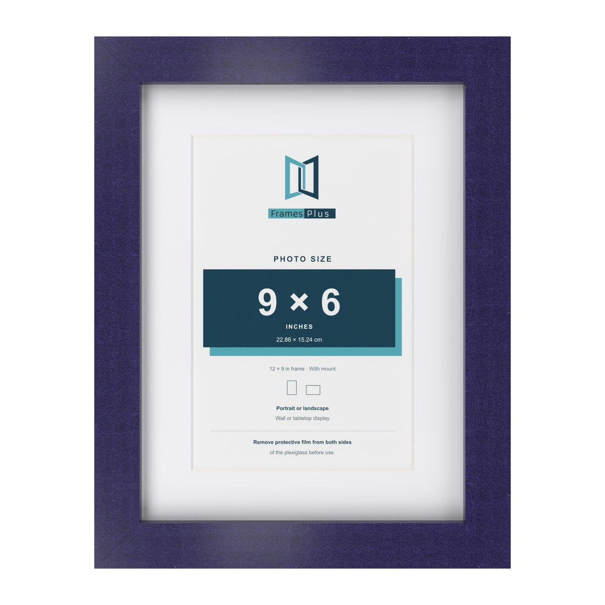 Purple 12 x 9 inch picture frame with a white mount for a 9 x 6 inch photo