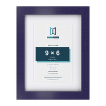 Purple 12 x 9 inch picture frame with a white mount for a 9 x 6 inch photo