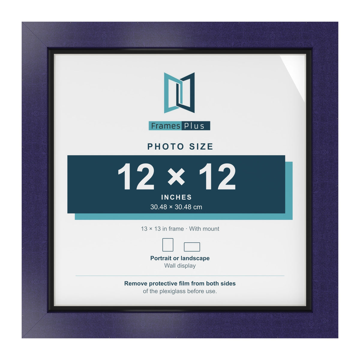 Purple 13 x 13 inch picture frame with a black mount for a 12 x 12 inch photo