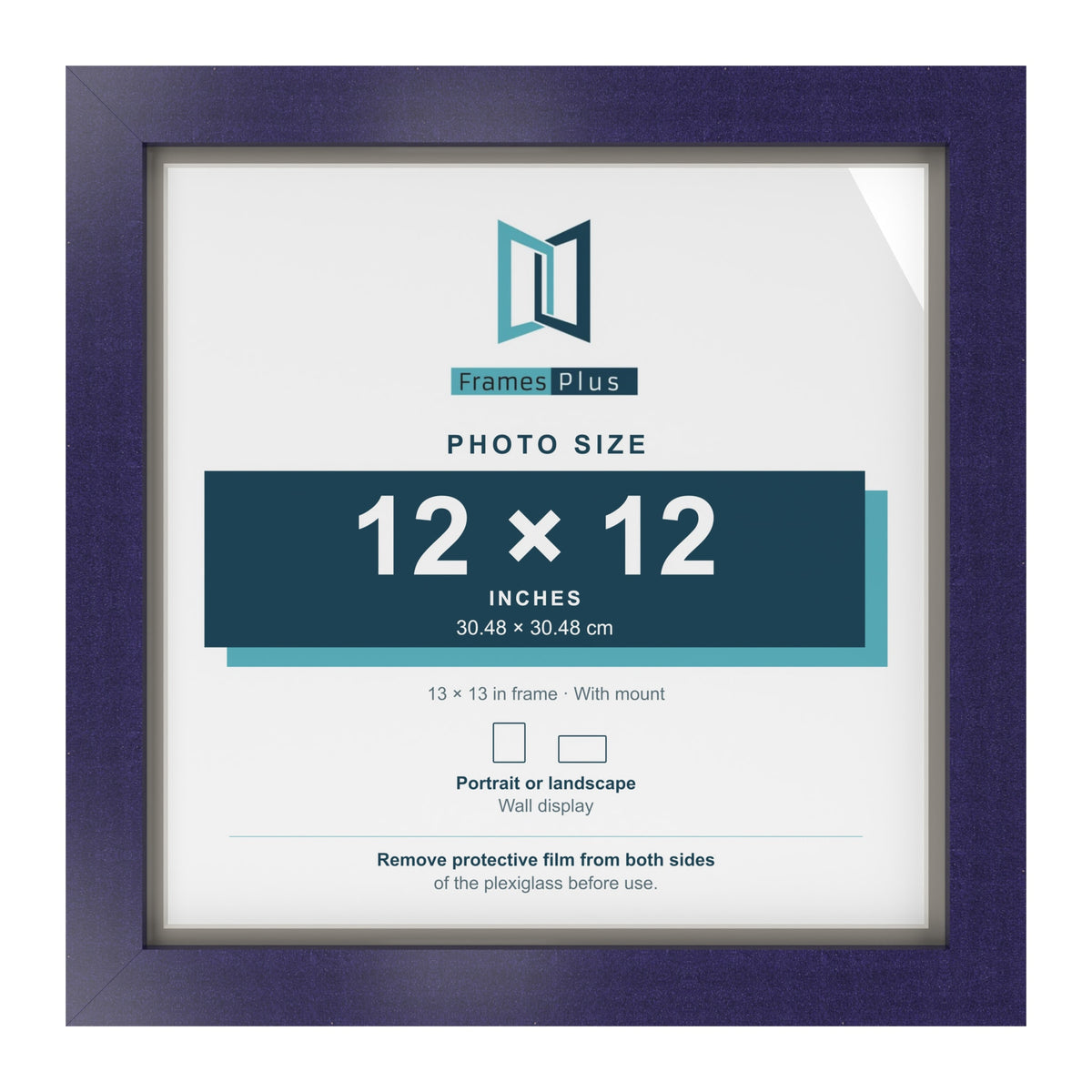 Purple 13 x 13 inch picture frame with a Dawn Grey mount for a 12 x 12 inch photo