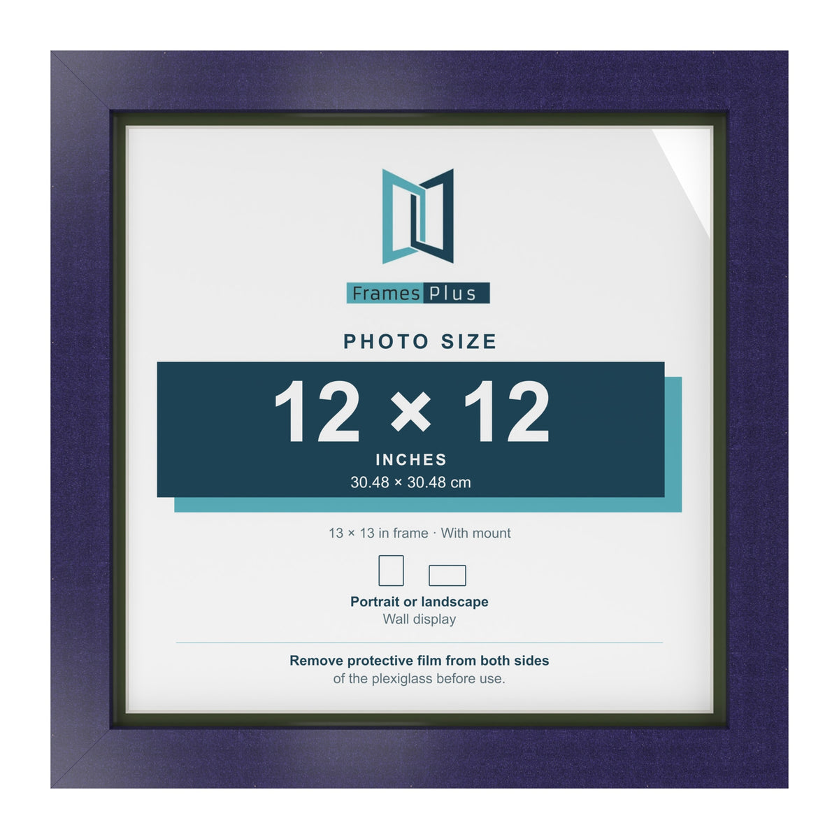 Purple 13 x 13 inch picture frame with a green mount for a 12 x 12 inch photo