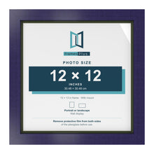 Purple 13 x 13 inch picture frame with a green mount for a 12 x 12 inch photo