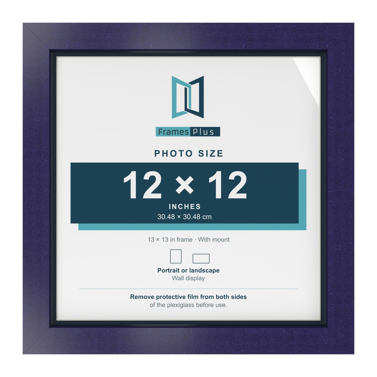 Purple 13 x 13 inch picture frame with a Pacific Blue mount for a 12 x 12 inch photo