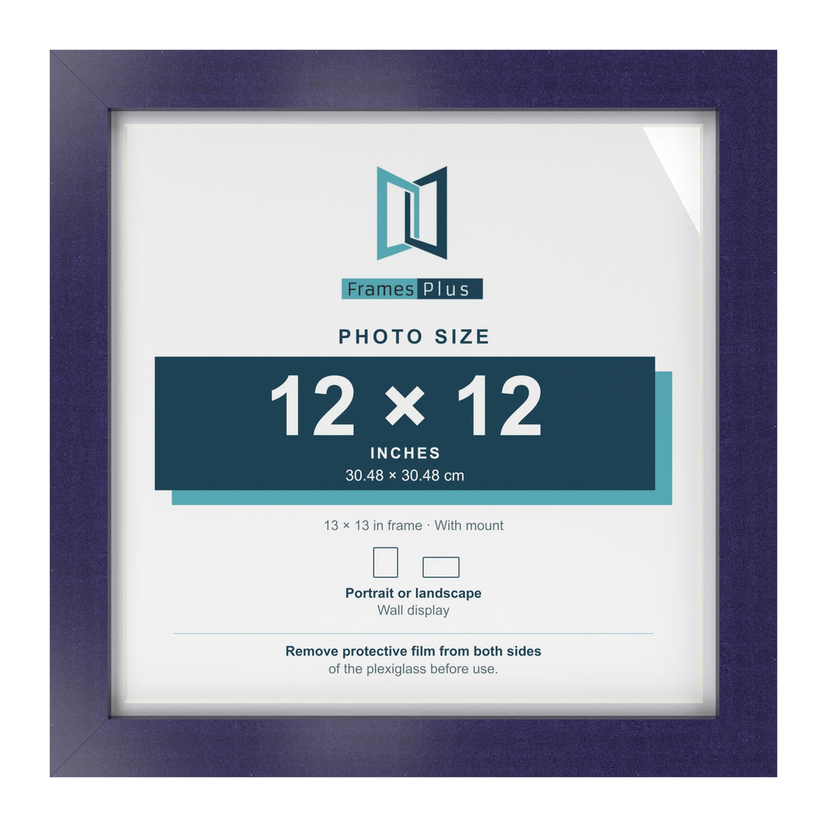 Purple 13 x 13 inch picture frame with a white mount for a 12 x 12 inch photo
