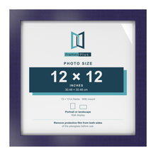 Purple 13 x 13 inch picture frame with a white mount for a 12 x 12 inch photo