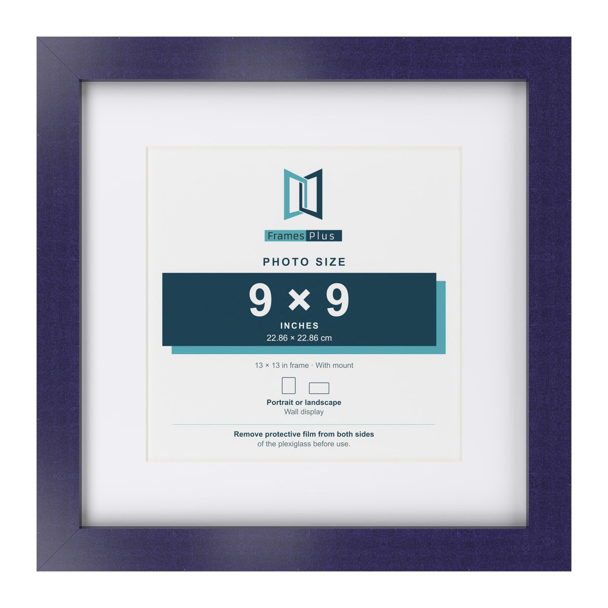 Purple 13 x 13 inch picture frame with a white mount for a 9 x 9 inch photo