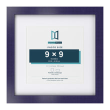 Purple 13 x 13 inch picture frame with a white mount for a 9 x 9 inch photo