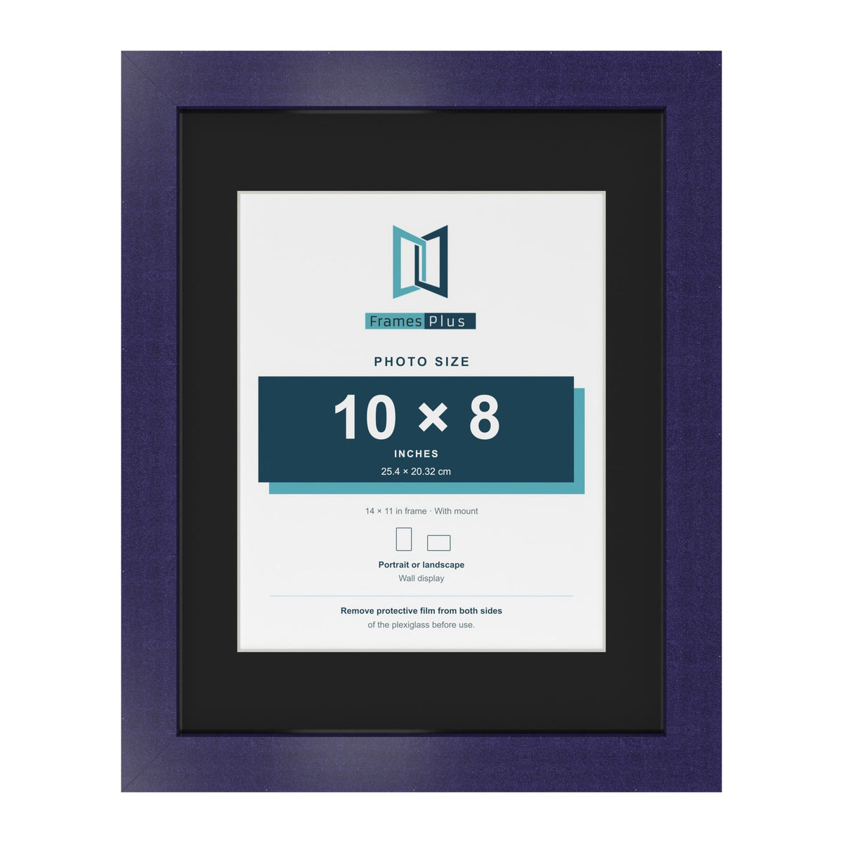 Purple 14 x 11 inch picture frame with a black mount for a 10 x 8 inch photo