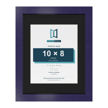 Purple 14 x 11 inch picture frame with a black mount for a 10 x 8 inch photo