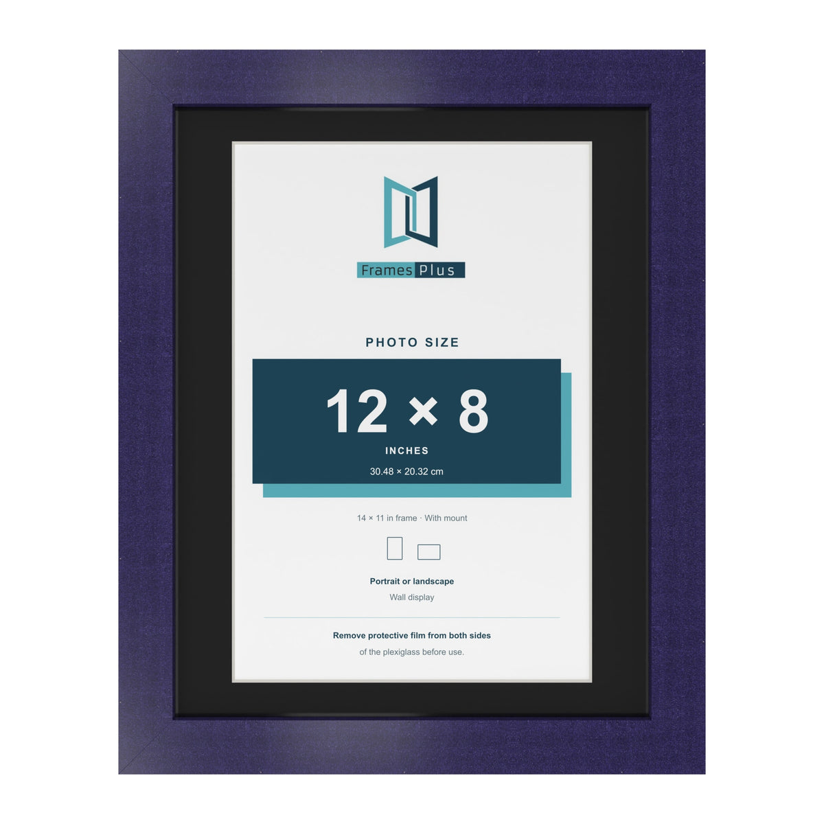 Purple 14 x 11 inch picture frame with a black mount for a 12 x 8 inch photo