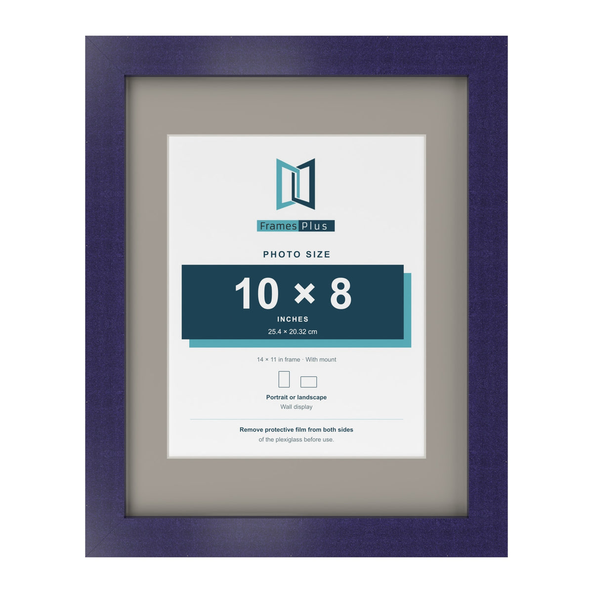 Purple 14 x 11 inch picture frame with a Dawn Grey mount for a 10 x 8 inch photo