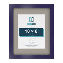 Purple 14 x 11 inch picture frame with a Dawn Grey mount for a 10 x 8 inch photo