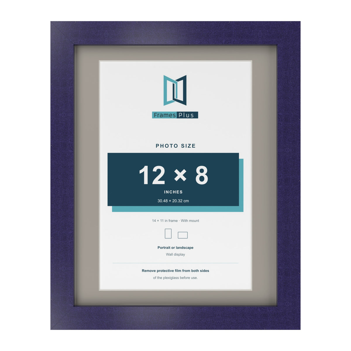 Purple 14 x 11 inch picture frame with a Dawn Grey mount for a 12 x 8 inch photo