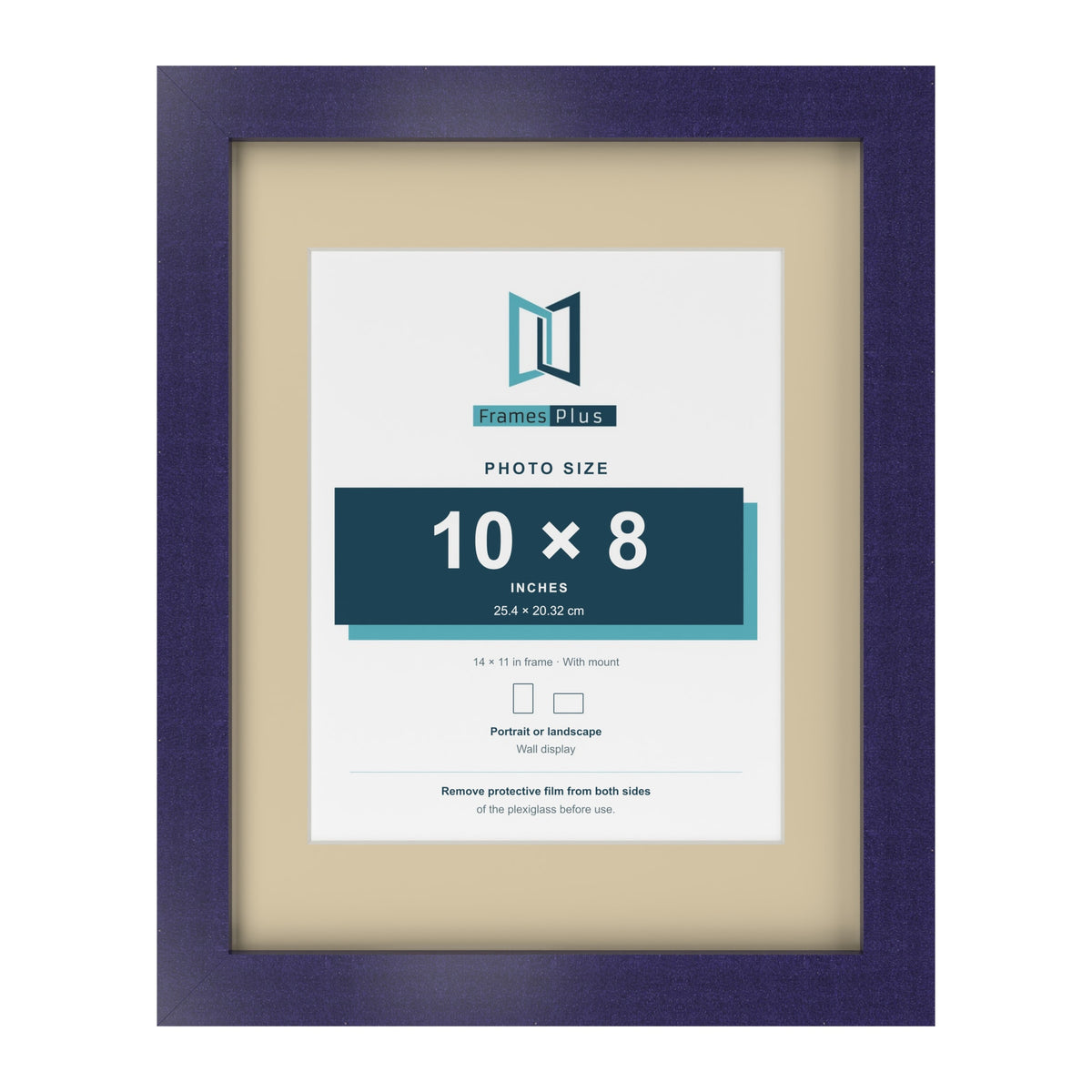 Purple 14 x 11 inch picture frame with an ivory mount for a 10 x 8 inch photo